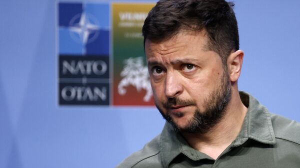 Zelensky durant la conférence de presse suite à la réunion de l'Otan à Vilnius - Sputnik Afrique