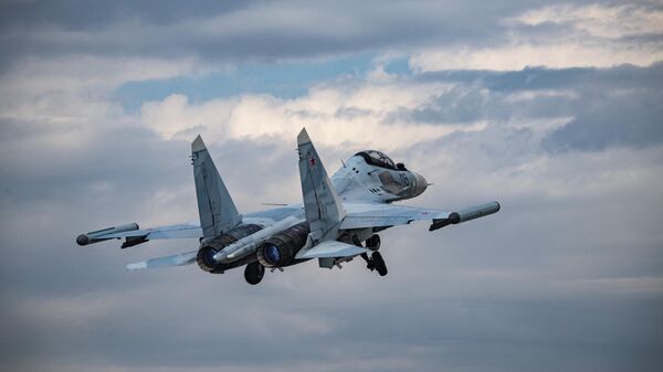 The Sukhoi Su-30 of the Russian Aerospace Forces is a twin-engine, two-seat supermaneuverable multirole fighter aircraft. - Sputnik Africa
