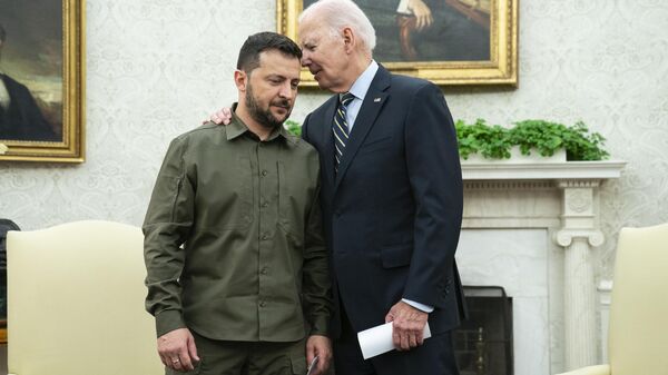 President Joe Biden meets with Ukrainian President Volodymyr Zelensky in the Oval Office of the White House, Thursday, Sept. 21, 2023, in Washington.  - Sputnik Afrique