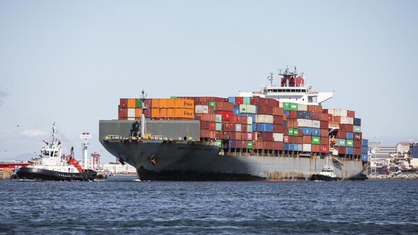 A container ship moves out of Cape Town commercial Harbour on February 24, 2023.  - Sputnik Africa