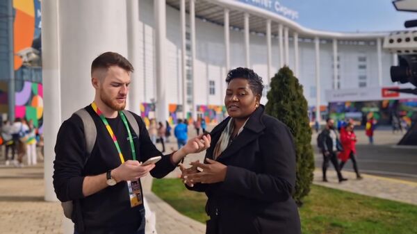 Hon. Emma Kantema-Gaomas, Deputy Minister of Sport, Youth and National Service of Namibia, speaking to Aputnik Africa on the sidelines of the World Youth Festival 2024 in Sirius, Russia on Sunday, March 3, 2024. - Sputnik Africa