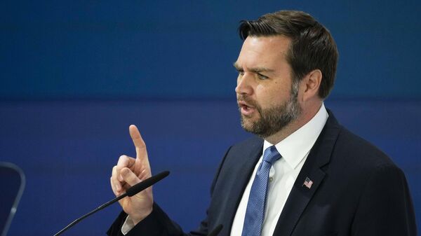 United States Vice-President JD Vance addresses the audience during the Munich Security Conference at the Bayerischer Hof Hotel in Munich, Germany, Friday, Feb. 14, 2025. - Sputnik Africa