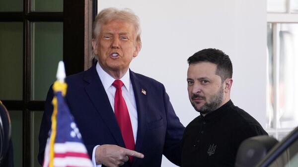 US President Donald Trump and Ukraine's Zelensky hold talks at the White House. Feb. 28, 2025. - Sputnik Africa