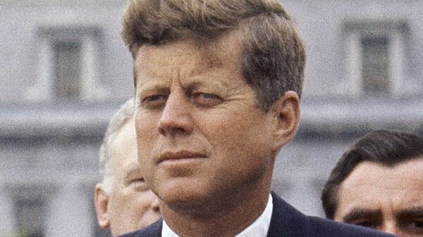 In this April 30, 1963 file photo, President John F. Kennedy listens while Grand Duchess Charlotte of Luxembourg speaks outside the White House in Washington. - Sputnik Africa