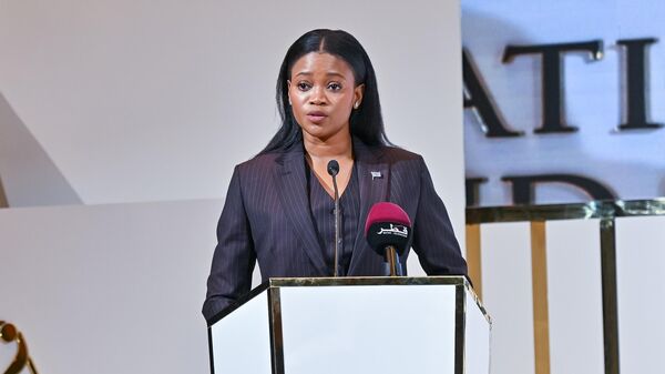 Bogolo Joy Kenewondo, Minister of Minerals and Energy of the State of Botswana, delivers his inaugural address during the Doha International Diamond & Gem Conference in Doha, Qatar, on January 29, 2025. - Sputnik Africa