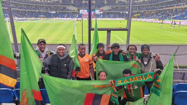 Des supporters zambiens lors du match de foot amical Russie-Zambie à Moscou, le 25 mars 2025 - Sputnik Afrique