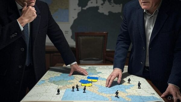 Starmer, Macron, thinking of the deployment of deterrent forces to Ukraine. AI-generated image. - Sputnik Africa