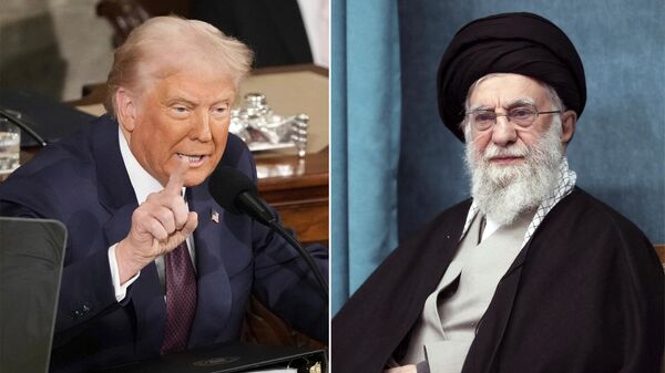 This combo of pictures show President Donald Trump, left, addressing a joint session of Congress at the Capitol in Washington, March 4, 2025 - Sputnik Africa