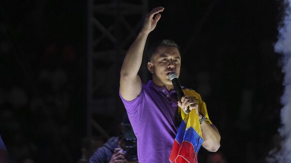 Incumbent presidential candidate Daniel Noboa campaigns during a rally in Quito, Ecuador, Wednesday, April 9, 2025 - Sputnik Africa