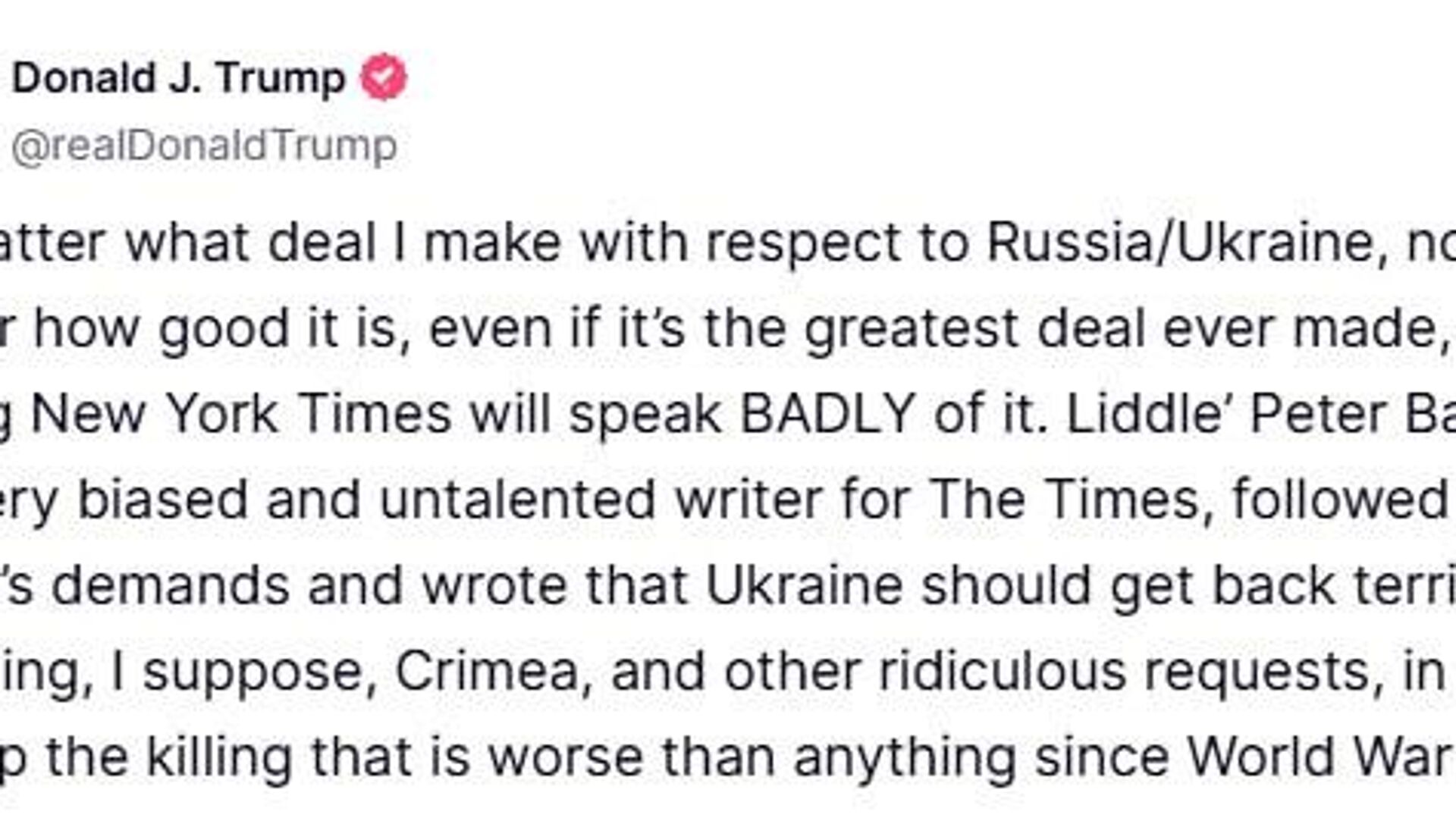 Trump Slams Calls to Return Crimea to Ukraine as 'Ridiculous' Trump Slams Calls to Return Crimea to Ukraine as 'Ridiculous' - Sputnik Africa, 1920, 27.04.2025
