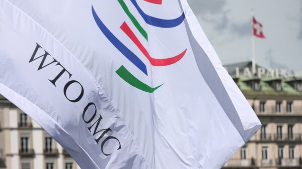 Drapeau de l'Organisation mondiale du commerce (OMC) à Genève - Sputnik Afrique