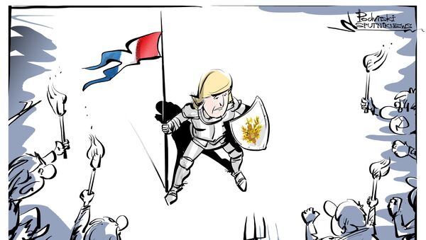 Deux militantes Femen font irruption sur scène lors du discours de Marine Le Pen - Sputnik Afrique