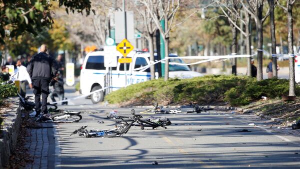 Multiple bikes are crushed along a bike path in lower Manhattan in New York, NY, U.S., October 31, 2017. - Sputnik Afrique